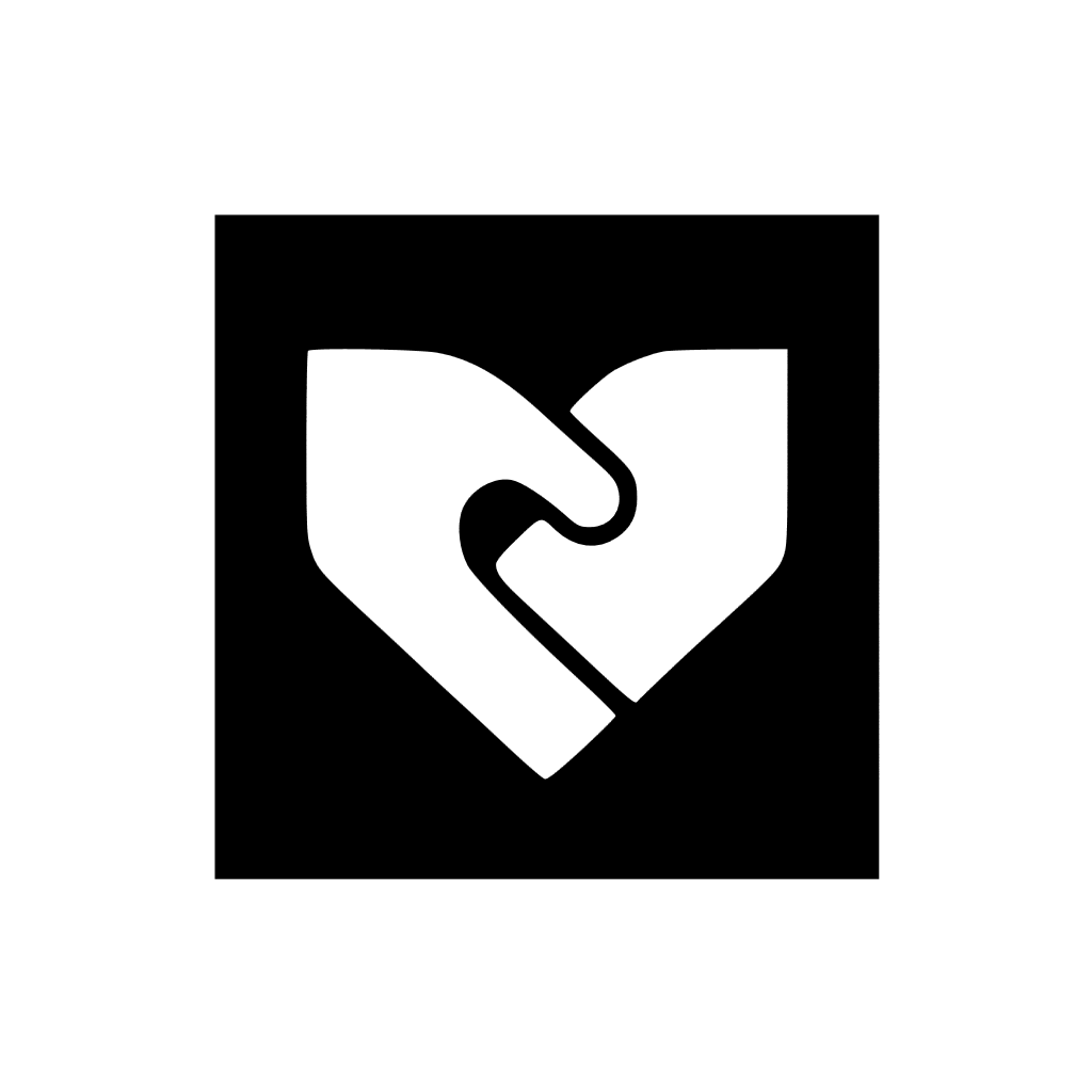 Insurance Co With Linked Hands in a Square Box Symbol