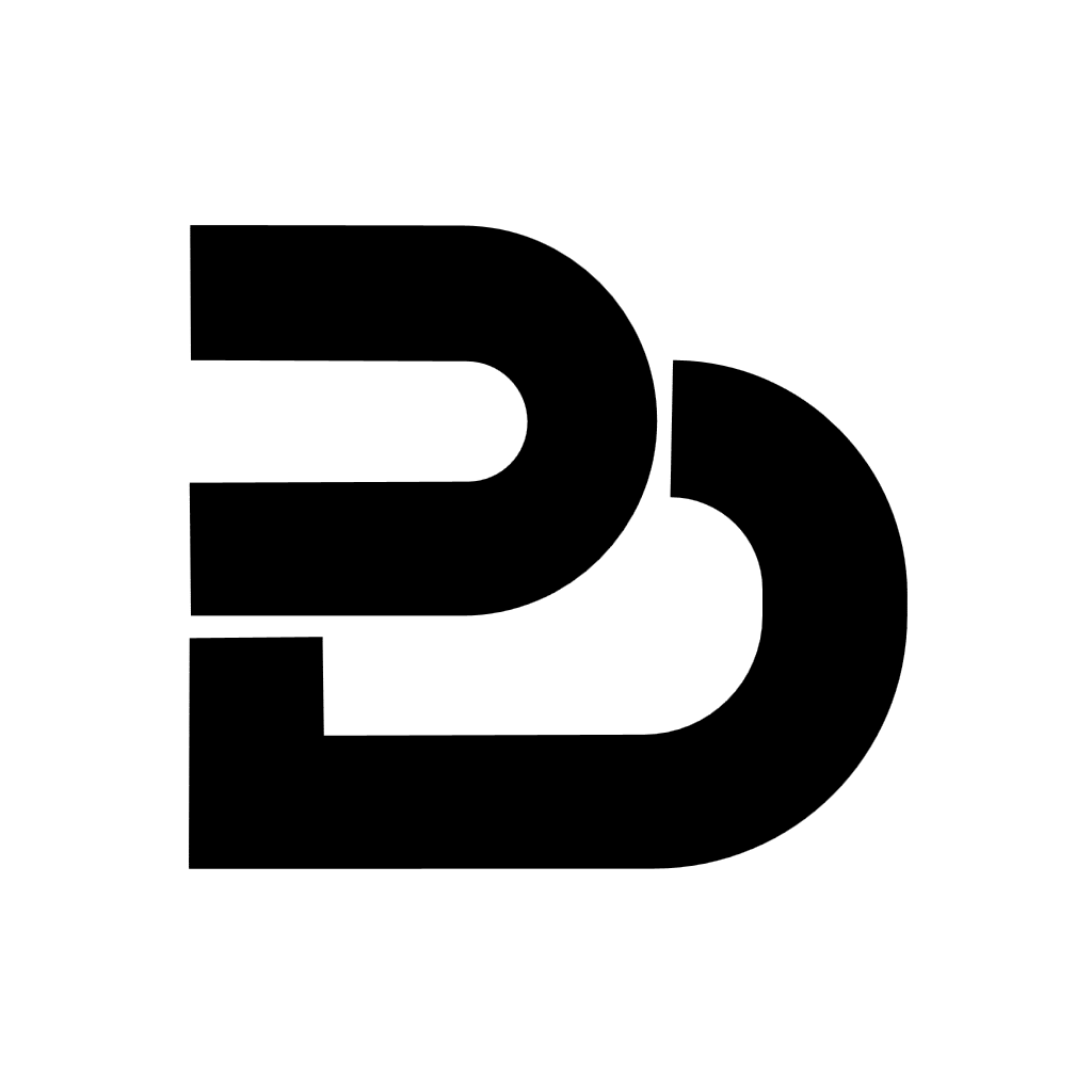 B Logo Design Composed of Two Unequal Ellipses